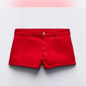 Zara Vibrant Red Jean Shorts